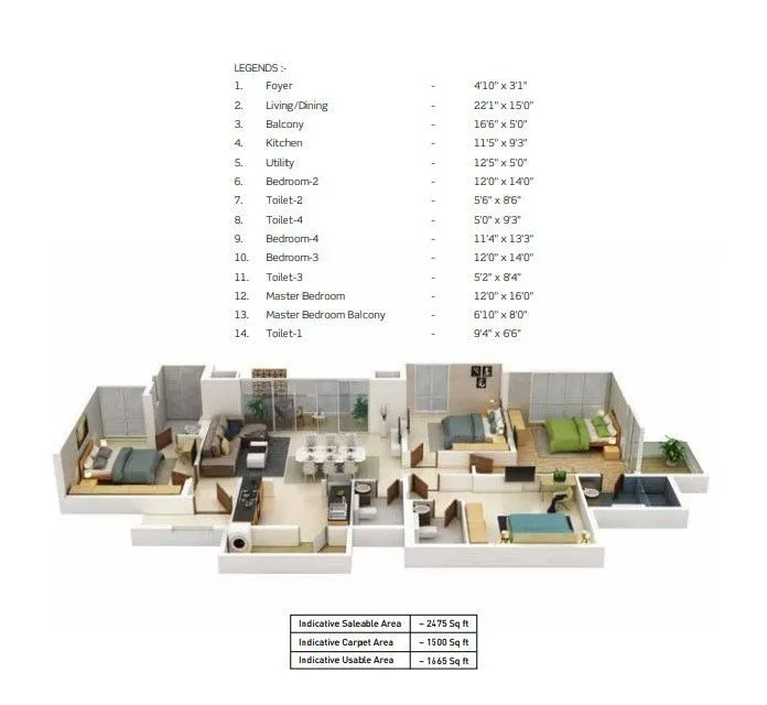 4 BHK floor plan